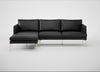 Matera Left Hand Facing Chaise Sofa Linea Leather Black 622 / Stainless Steel