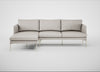 Matera Left Hand Facing Chaise Sofa Linea Leather White 634 / Stainless Steel