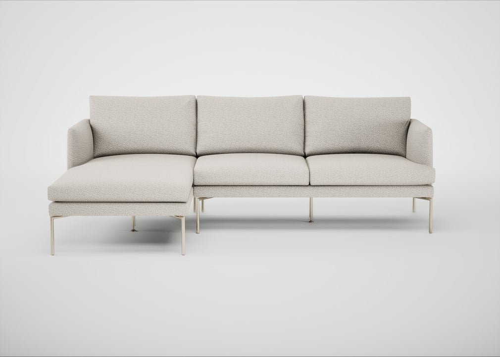 Matera Left Hand Facing Chaise Sofa Loop Boucle Polar / Stainless Steel