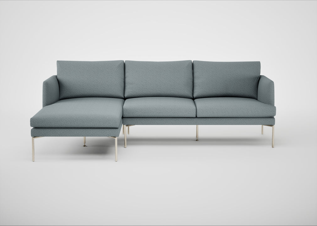 Matera Left Hand Facing Chaise Sofa Loop Boucle Sky / Stainless Steel