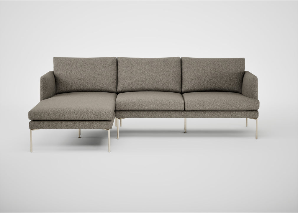 Matera Left Hand Facing Chaise Sofa Loop Boucle Taupe / Stainless Steel