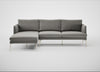 Matera Left Hand Facing Chaise Sofa Nobilis Velvet Dolphin / Stainless Steel