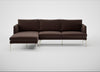 Matera Left Hand Facing Chaise Sofa Nobilis Velvet Espresso / Stainless Steel