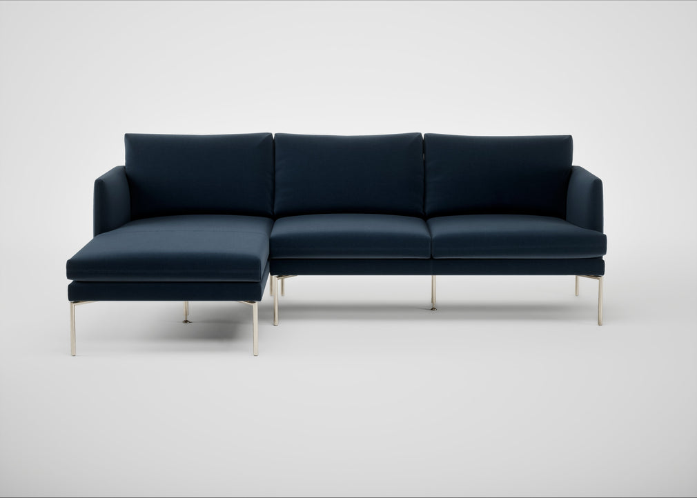 Matera Left Hand Facing Chaise Sofa Nobilis Velvet Night / Stainless Steel