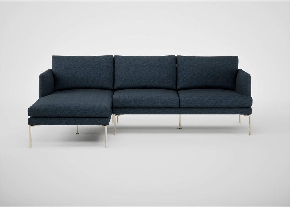 Matera Left Hand Facing Chaise Sofa Siena Cotton Deep Sea / Stainless Steel
