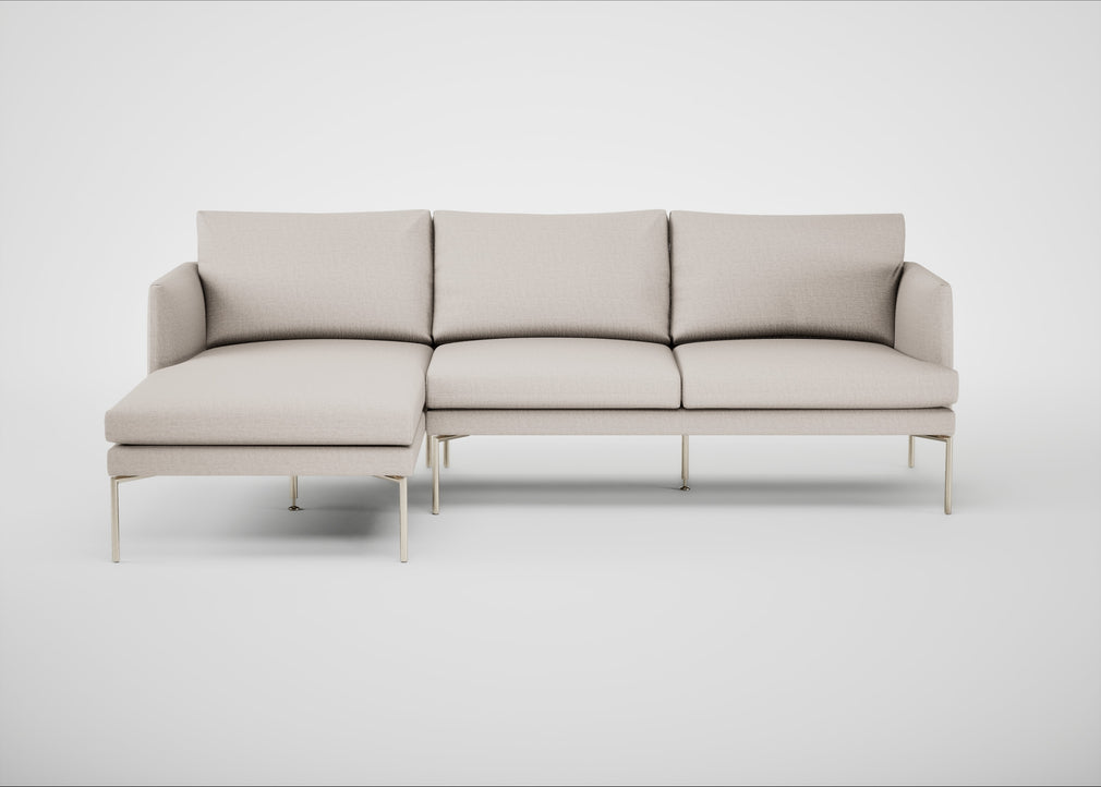 Matera Left Hand Facing Chaise Sofa Siena Cotton Natural / Stainless Steel