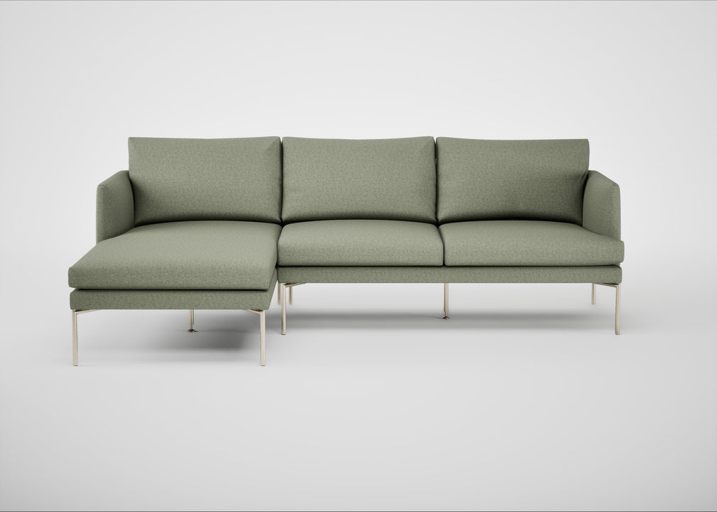 Matera Left Hand Facing Chaise Sofa Siena Cotton Pistachio / Stainless Steel