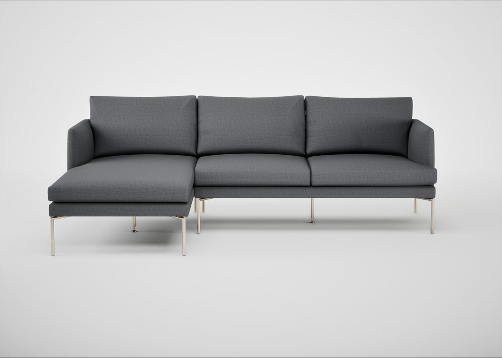 Matera Left Hand Facing Chaise Sofa Siena Cotton Shale Grey / Stainless Steel