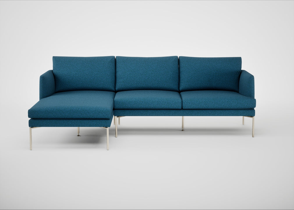 Matera Left Hand Facing Chaise Sofa St Moritz Wool Blue / Stainless Steel