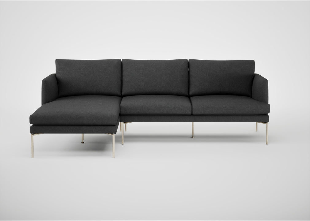 Matera Left Hand Facing Chaise Sofa St Moritz Wool Grey / Stainless Steel