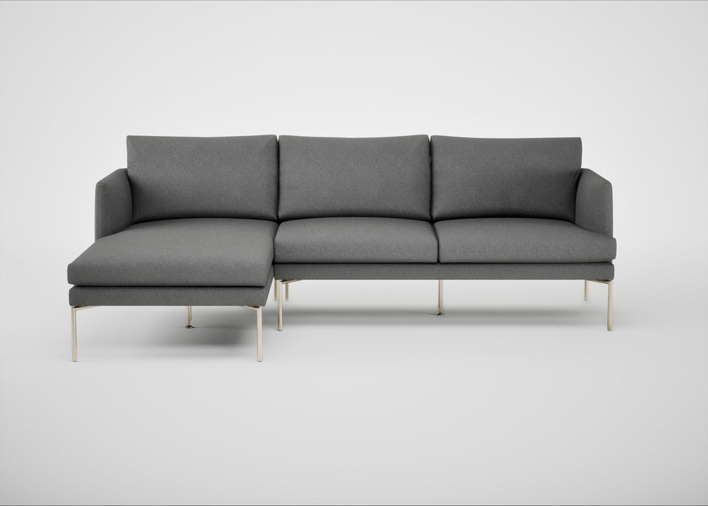 Matera Left Hand Facing Chaise Sofa St Moritz Wool Red / Stainless Steel