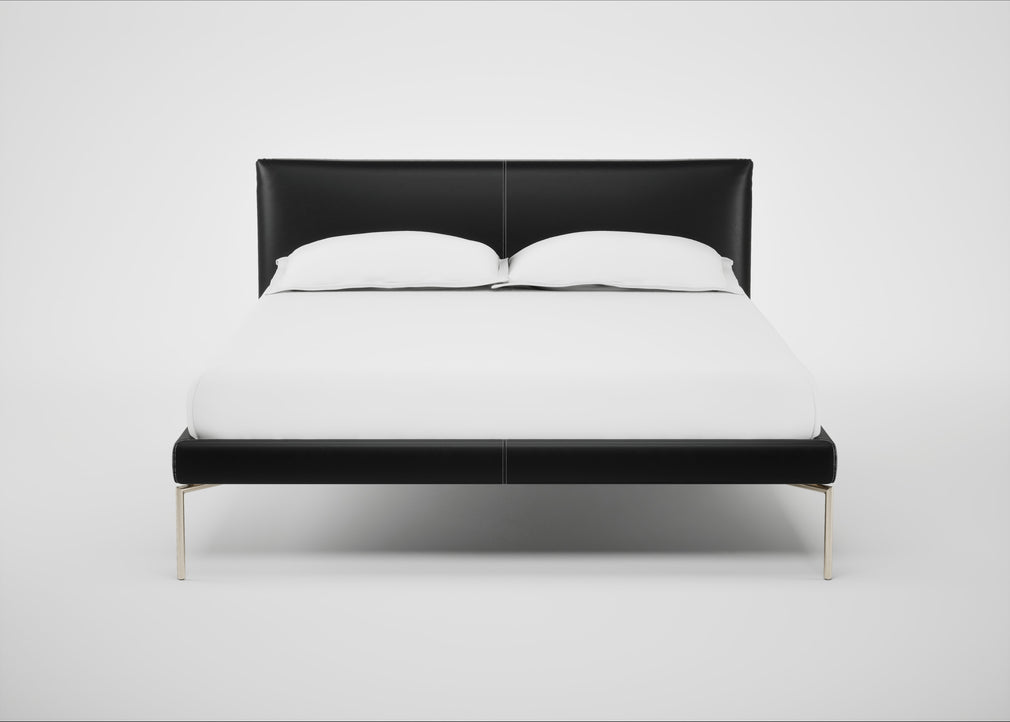 Matera Bed Double / Leather Stonewash Vintage Green 278 / Stainless Steel