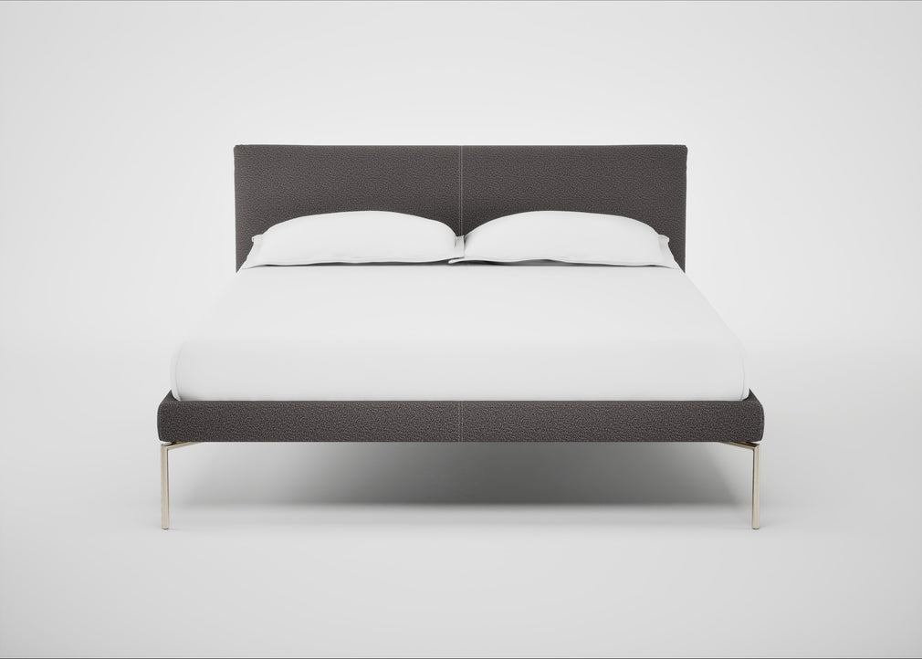 Matera Bed Double / Loop Boucle Granite / Stainless Steel