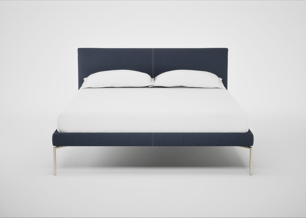 Matera Bed Double / Loop Boucle Navy / Stainless Steel