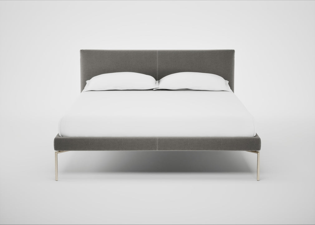 Matera Bed Double / Nobilis Velvet Dolphin / Stainless Steel