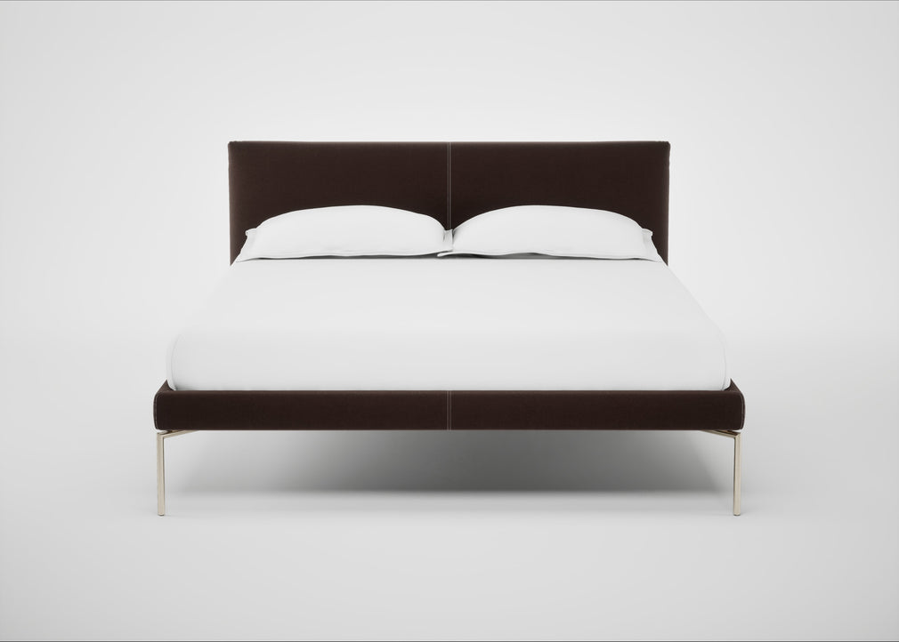 Matera Bed Double / Nobilis Velvet Espresso / Stainless Steel