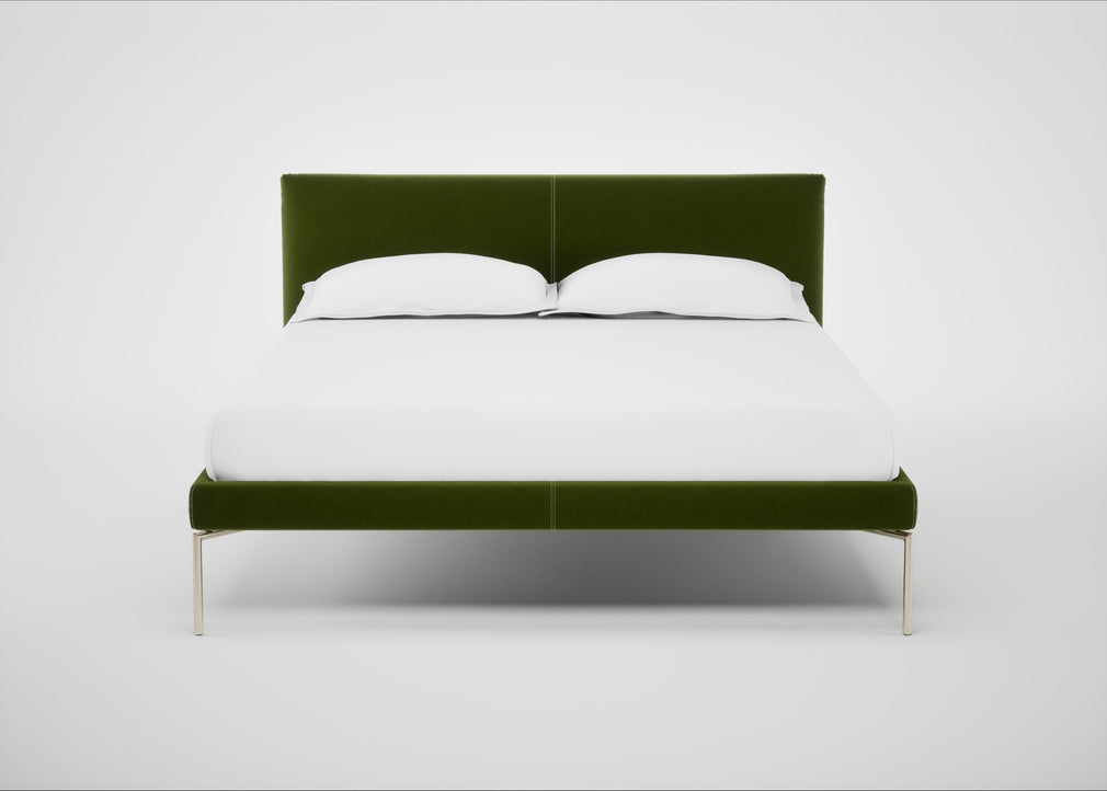 Matera Bed Double / Nobilis Velvet Leaf / Stainless Steel