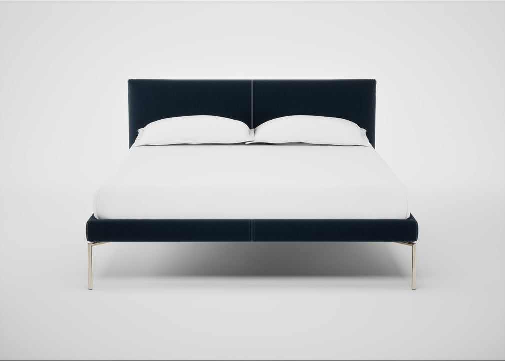 Matera Bed Double / Nobilis Velvet Night / Stainless Steel