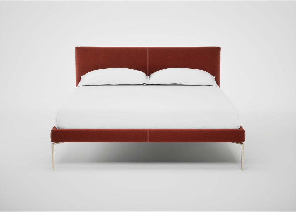 Matera Bed Double / Nobilis Velvet Rust / Stainless Steel