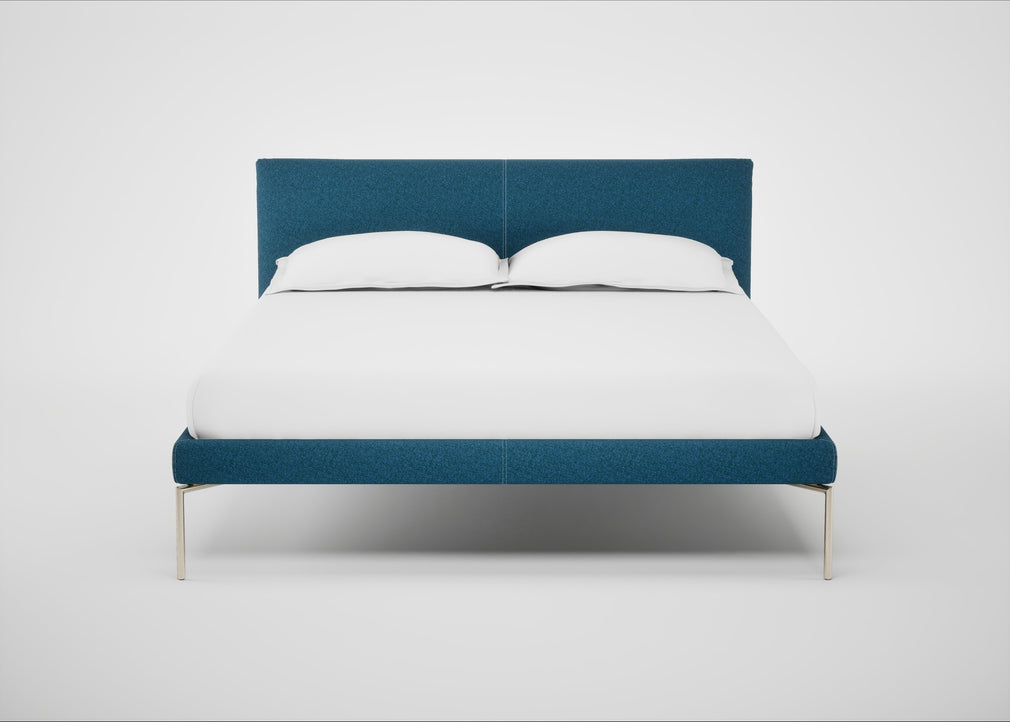 Matera Bed Double / St Moritz Wool Blue / Stainless Steel