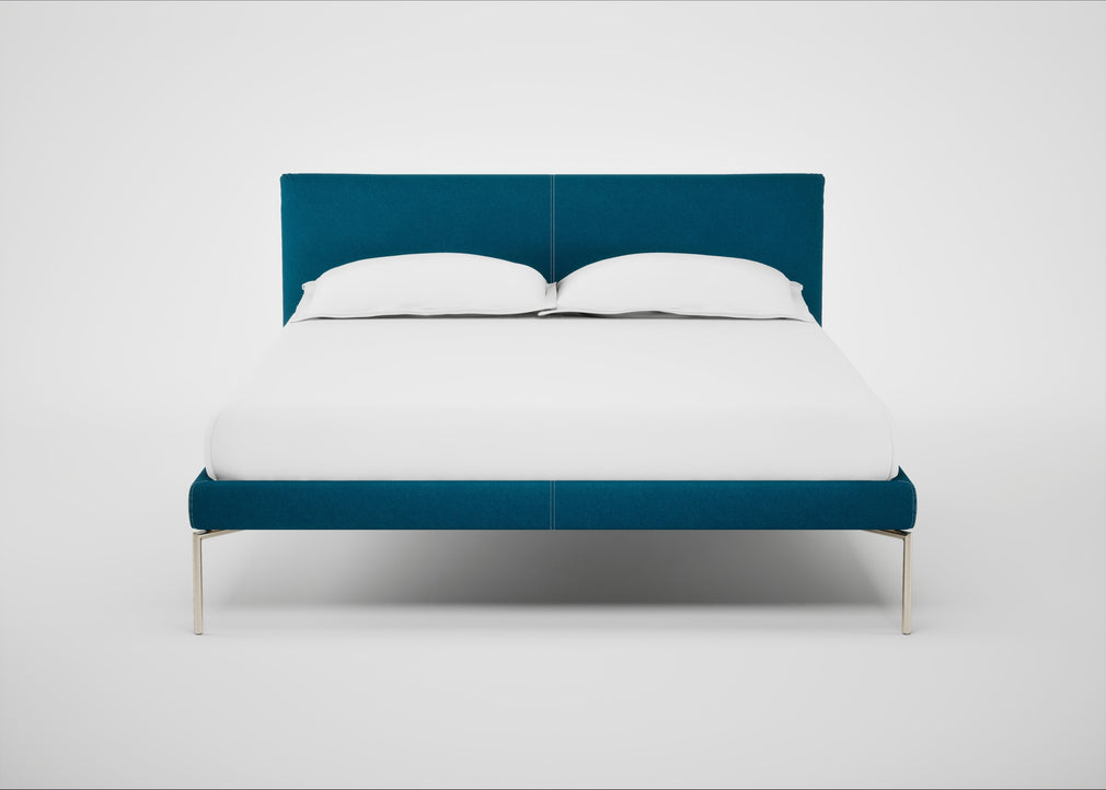 Matera Bed Double / St Moritz Wool Teal / Stainless Steel