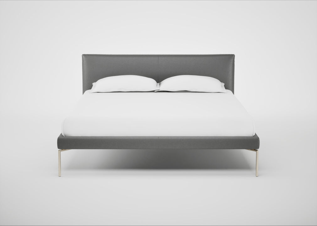 Matera Bed King / Daino Leather Steel / Stainless Steel