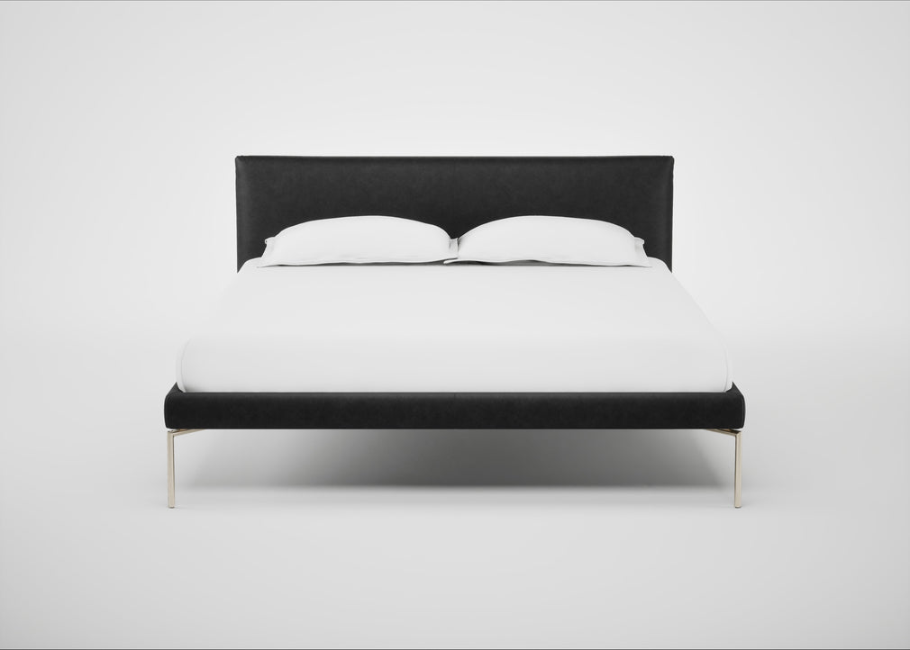 Matera Bed King / Leather Grain Graphite 063 / Stainless Steel