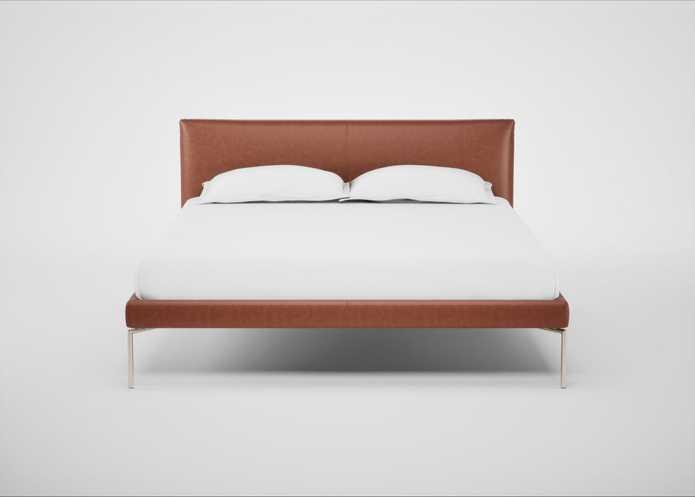 Matera Bed King / Leather Stonewash Navy Blue 279 / Stainless Steel