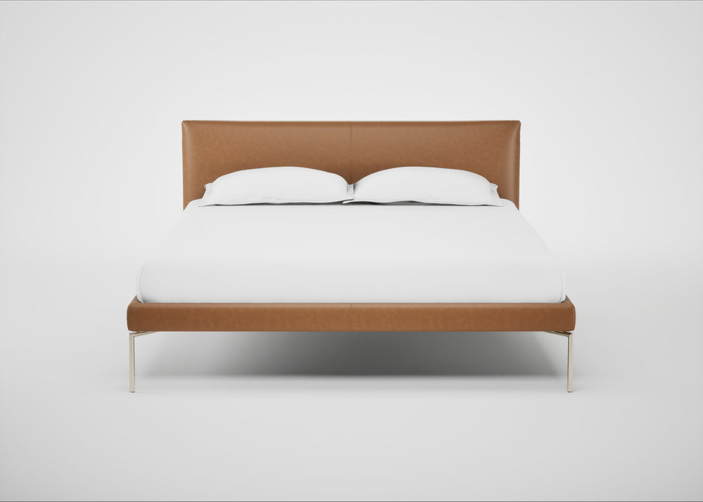 Matera Bed King / Leather Stonewash Toffee 277 / Stainless Steel