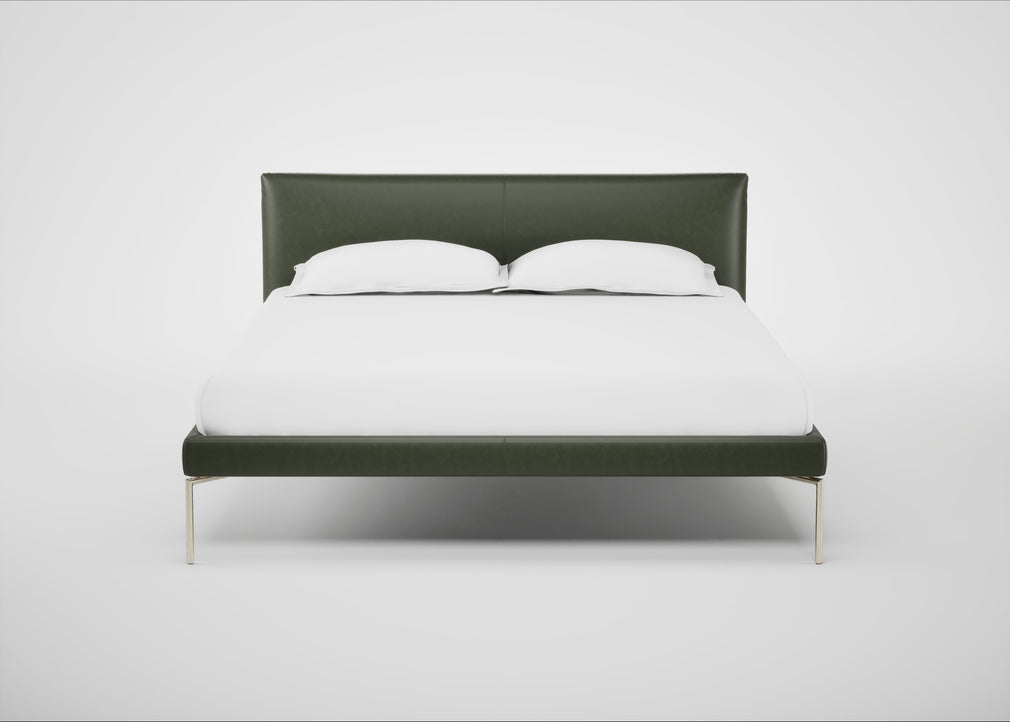 Matera Bed King / Leather Stonewash Light Brown 274 / Stainless Steel