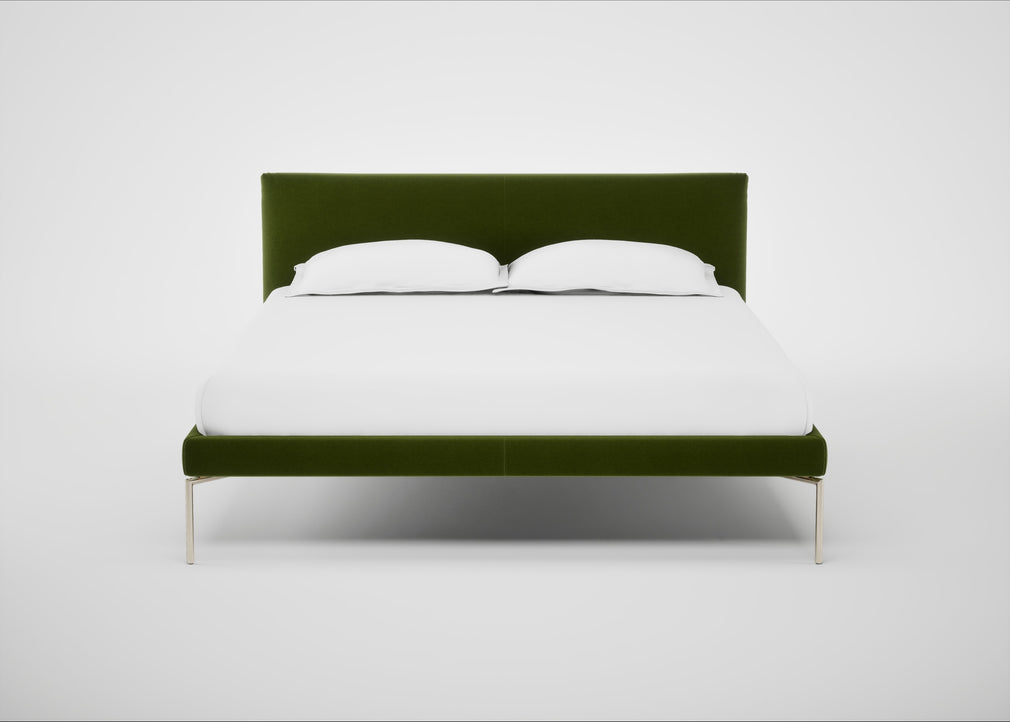 Matera Bed King / Nobilis Velvet Leaf / Stainless Steel