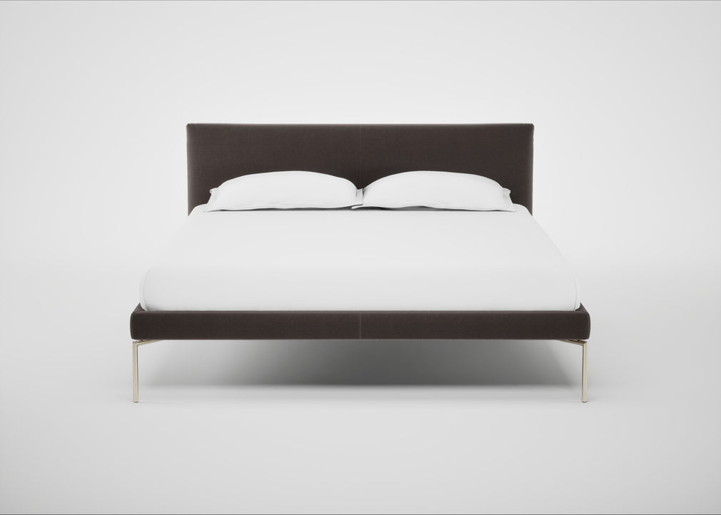 Matera Bed King / Nobilis Velvet Sable / Stainless Steel