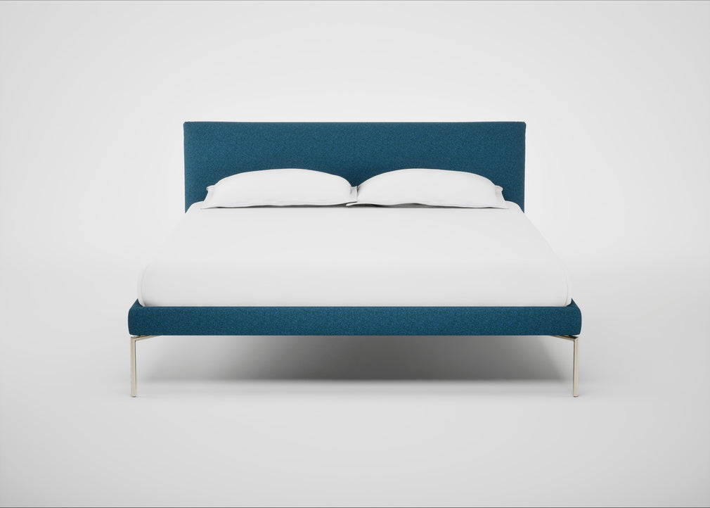 Matera Bed King / St Moritz Wool Blue / Stainless Steel