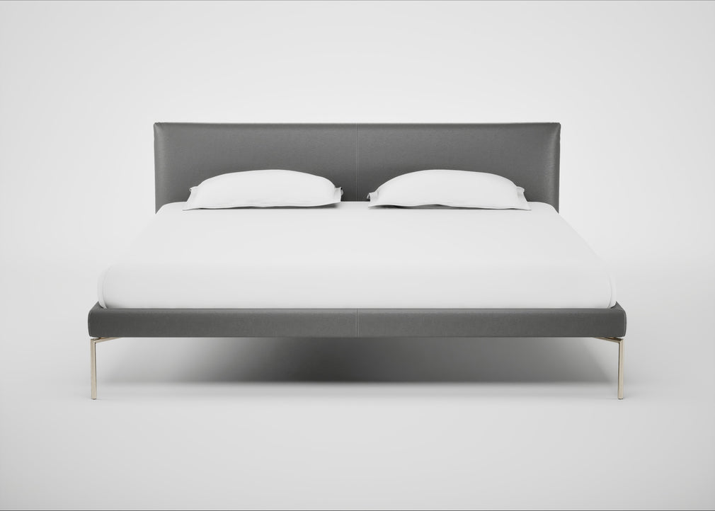 Matera Bed Super King / Daino Leather Steel / Stainless Steel