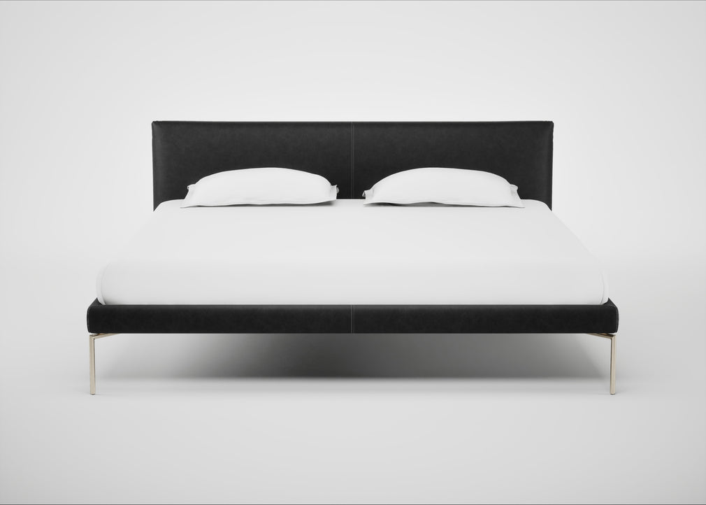 Matera Bed Super King / Leather Grain Graphite 063 / Stainless Steel