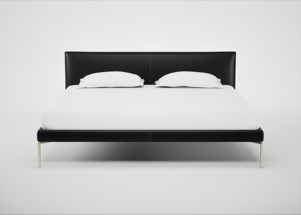 Matera Bed Super King / Leather Stonewash Black 263 / Stainless Steel