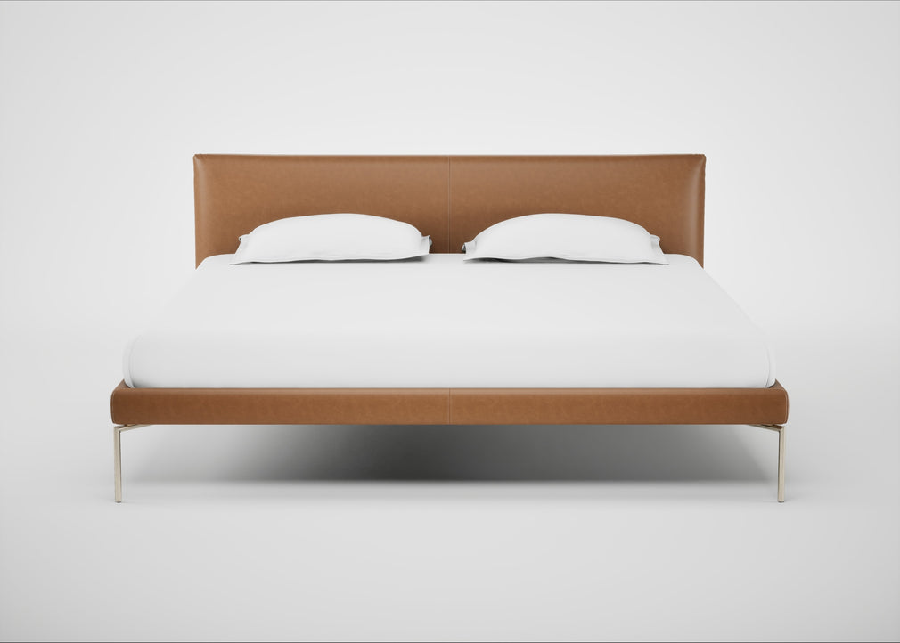 Matera Bed Super King / Leather Stonewash Toffee 277 / Stainless Steel