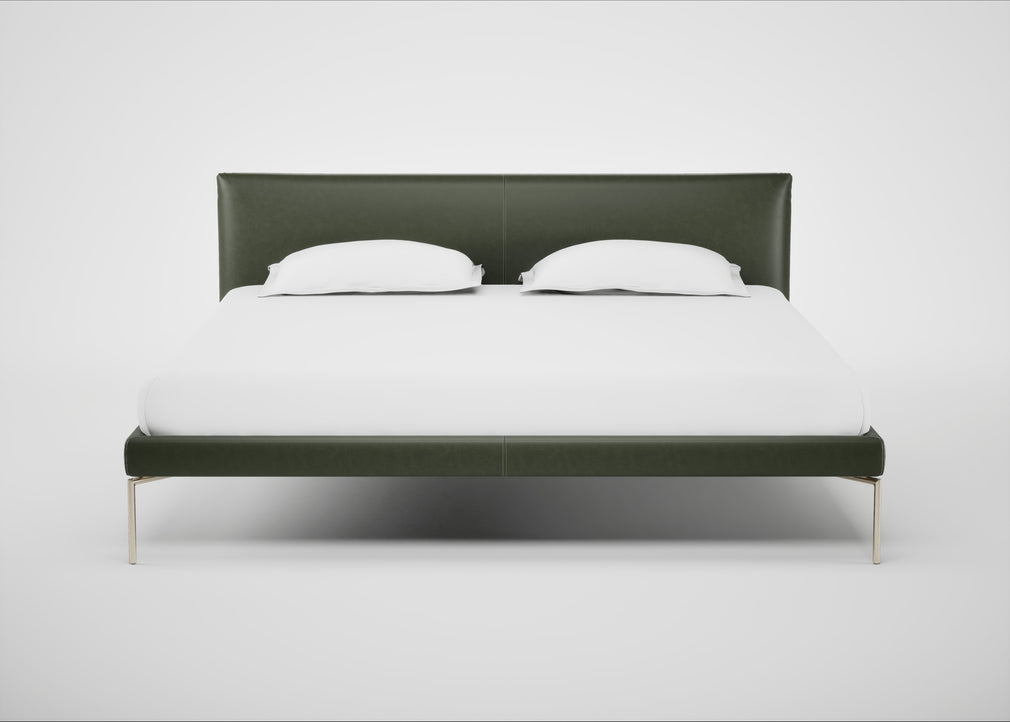 Matera Bed Super King / Leather Stonewash Navy Blue 279 / Stainless Steel