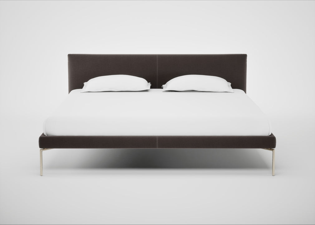 Matera Bed Super King / Nobilis Velvet Sable / Stainless Steel