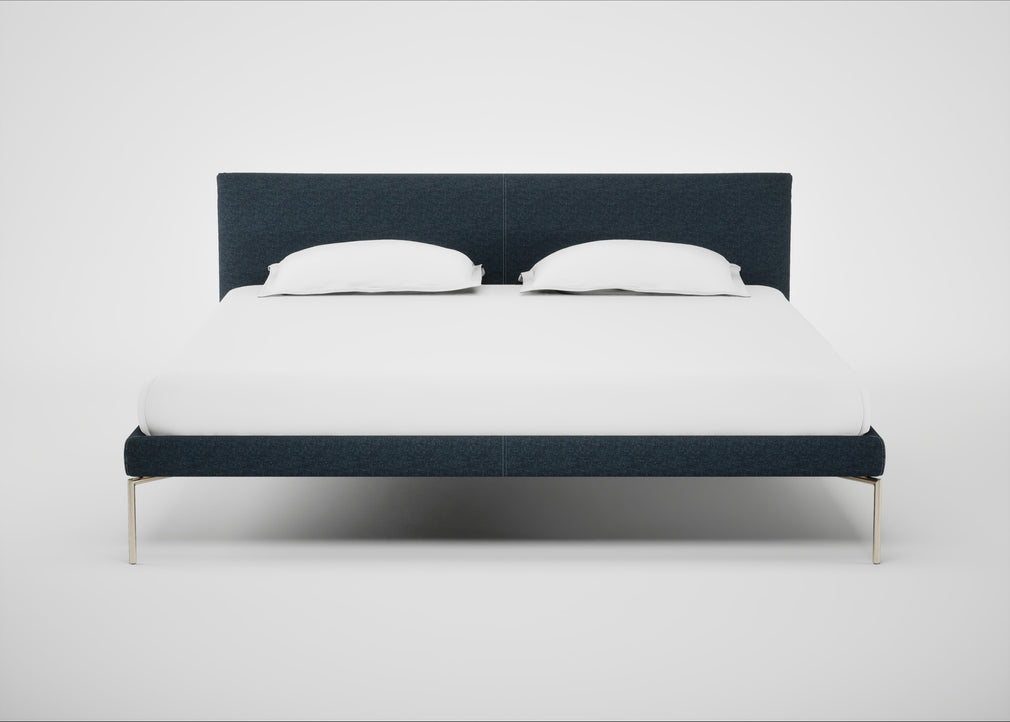Matera Bed Super King / Siena Cotton Deep Sea / Stainless Steel