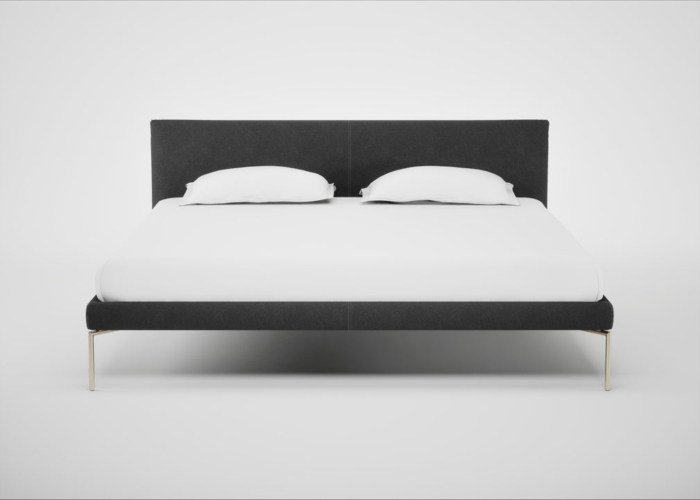 Matera Bed Super King / St Moritz Wool Light Grey / Stainless Steel