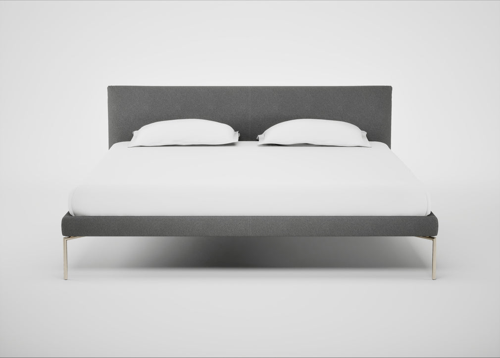 Matera Bed Super King / St Moritz Wool Grey / Stainless Steel