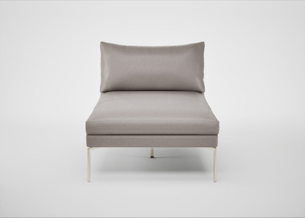 Matera Chaise Lounge Daino Leather Elephant / Stainless Steel