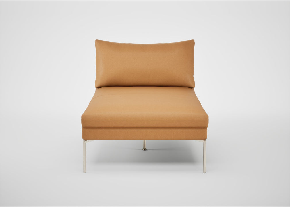 Matera Chaise Lounge Daino Leather Parchment / Stainless Steel
