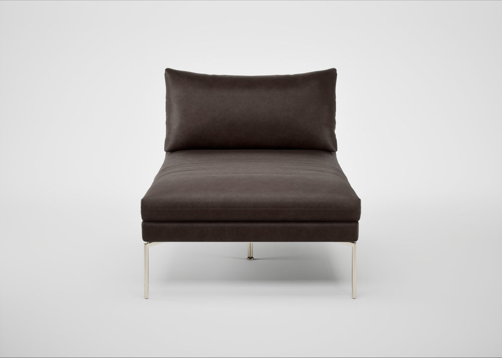 Matera Chaise Lounge Leather Grain Chocolate 066 / Stainless Steel