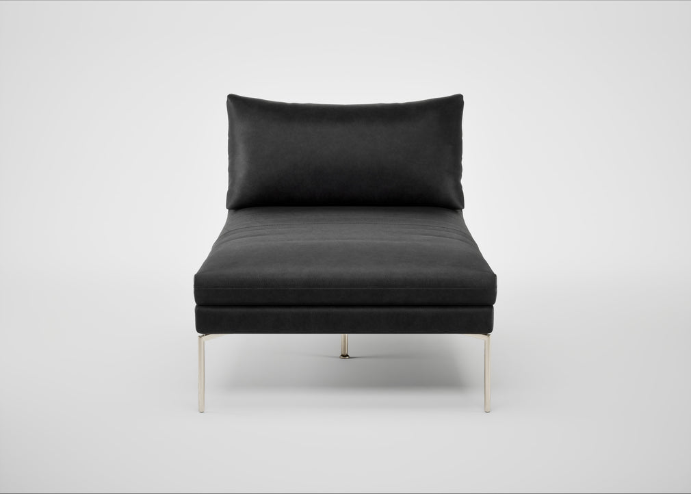 Matera Chaise Lounge Leather Grain Graphite 063 / Stainless Steel