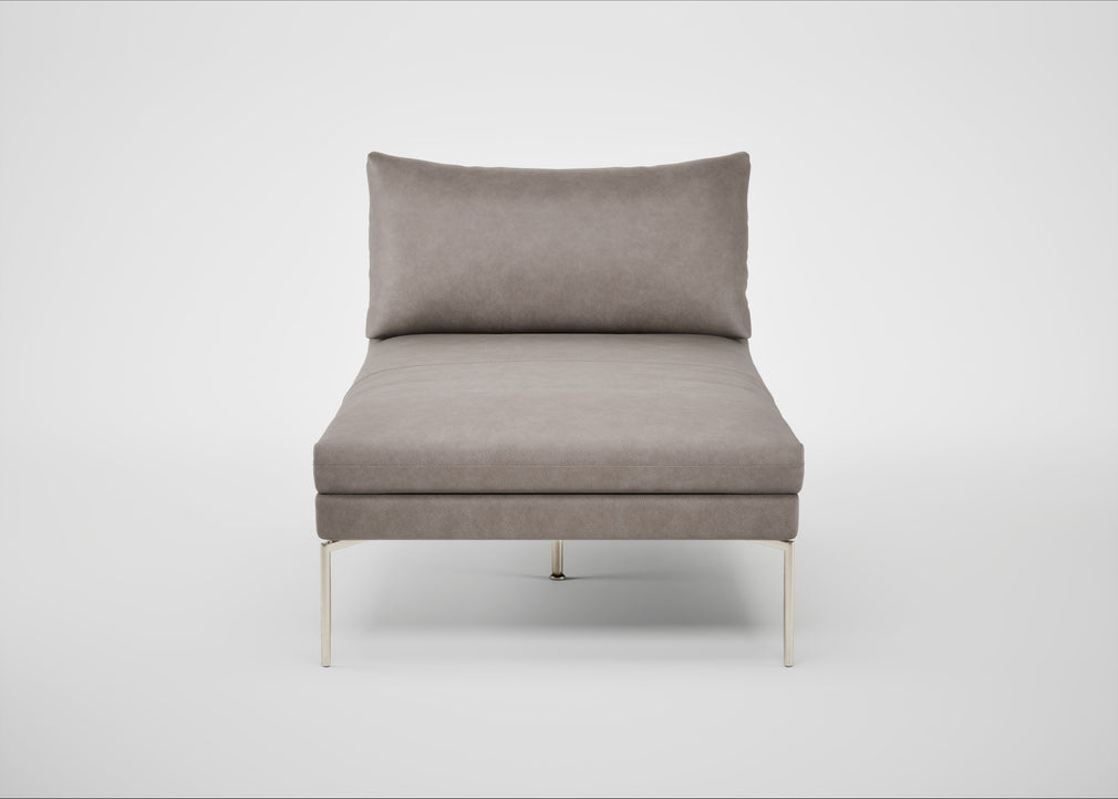 Matera Chaise Lounge Leather Grain Light Grey 060 / Stainless Steel