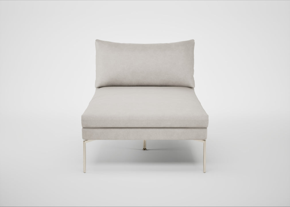 Matera Chaise Lounge Leather Grain White 000 / Stainless Steel