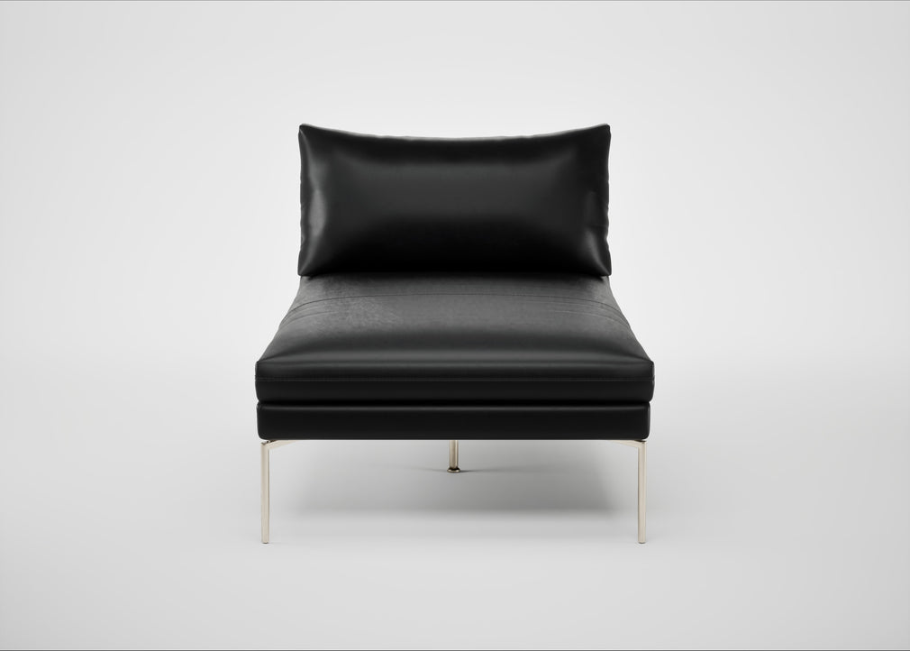 Matera Chaise Lounge Leather Stonewash Black 263 / Stainless Steel