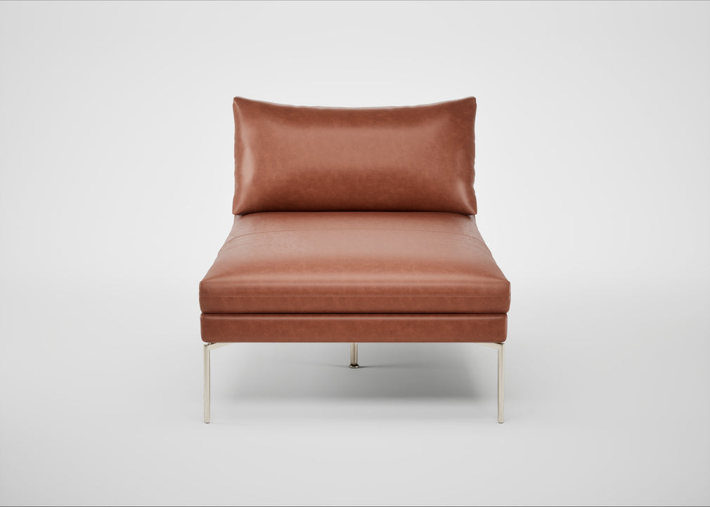 Matera Chaise Lounge Leather Stonewash Light Brown 274 / Stainless Steel